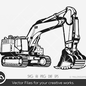 Excavator SVG Silhouette - excavator svg, excavator clipart, backhoe svg, heavy equipment svg, clipart, png, dxf
