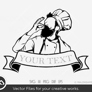 Chef SVG Chef Text - chef svg, kitchen svg, chef tools svg, chef hat svg, dxf, eps, png, cut file