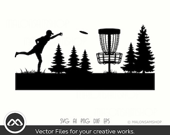 Disc Golf SVG Landscape trees- disc golf svg, disc golf, golf svg, disc golf cricut, frisbee svg, dxf, png