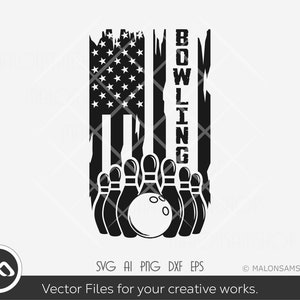 Bowling SVG Us flag #1 - bowling svg, bowler svg, eps, dxf, png, cut file for lovers