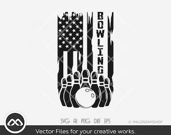 Bowling SVG Us flag #1 - bowling svg, bowler svg, eps, dxf, png, cut file for lovers