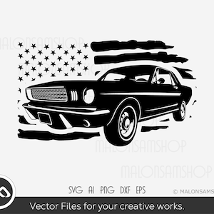 Car SVG American Flag #2 - car svg, vintage car svg, retro car svg, old car svg, sports car svg Digital Files