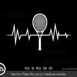 Tennis SVG Racket Heart beat - tennis svg, tennis ball svg, tennis mom svg, tennis racket svg, love tennis svg for lovers