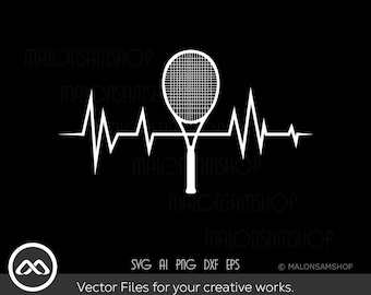 Tennis SVG Racket Heart beat - tennis svg, tennis ball svg, tennis mom svg, tennis racket svg, love tennis svg for lovers