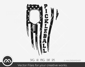 Pickleball SVG USA flag - pickleball svg, pickleball player svg, sport svg, png cut file