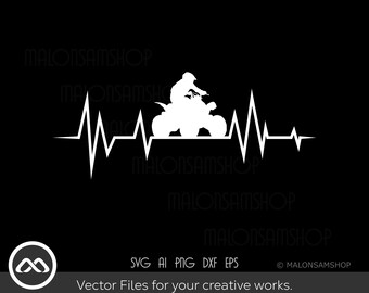 ATV SVG Heartbeat - atv svg, quad svg, 4 wheeler svg, dxf, png
