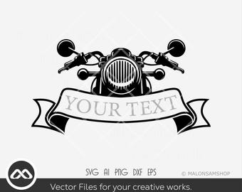 SVG frontal de motocicleta - svg de motocicleta, svg de motociclista, archivo cortado con láser, nombre personalizado, clipart, descarga instantánea, png