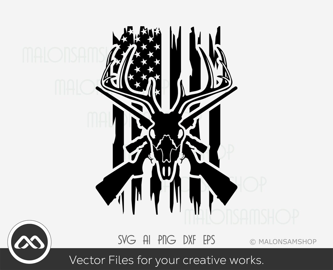 Us Deer Skull Svg, Rifles Svg, Hunting Svg, Deer Hunting Svg, Hunter