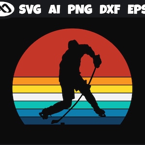 Retro Hockey SVG, hockey svg, hockey clipart, hockey player svg, hockey cut file for lover