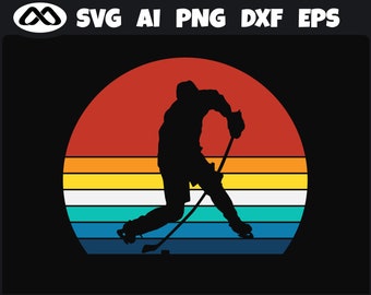 Retro Hockey SVG, hockey svg, hockey clipart, hockey player svg, hockey cut file for lover