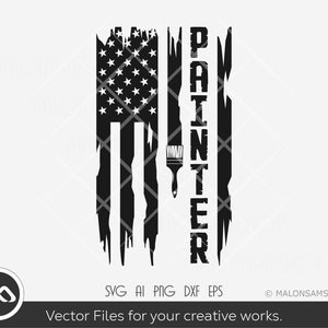 Us flag Painter SVG Painter - painter svg, paint brush svg, paint bush png, clipart, dxf, cut file