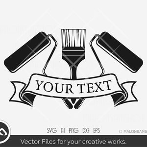 Painter SVG Monogram text - painter svg, paint brush svg, paint roller svg, clipart, dxf, cut file