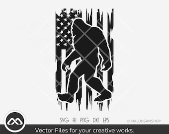 Bigfoot SVG US flag - bigfoot svg, big foot svg, bigfoot png, bigfoot clipart, silhouette, cut file