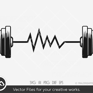 Weight bar Heartbeat - barbell svg, weight lifting svg, bodybuilding svg, clipart, dumbbell svg, svg files for cricut, laser cut