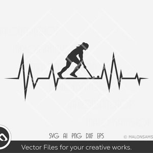 Field Hockey Mom Heartbeat - field hockey silhouette, clipart, png, dxf, cut file for hockey lovers
