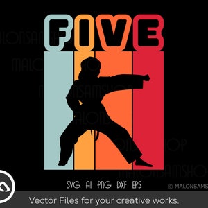 Karate SVG 5e Verjaardag - karate svg, vechtsporten svg, taekwondo svg, Cricut File voor karateliefhebbers