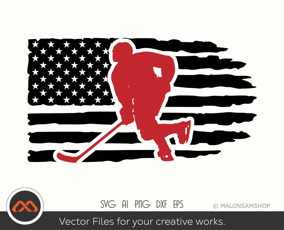 Hockey SVG American Flag - Hockey Svg, Hockey Player Svg, Hockey Cut ...