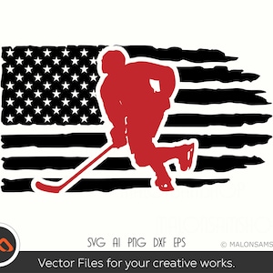 Hockey SVG American Flag - hockey svg, hockey player svg, hockey cut file for lovers