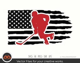 Hockey SVG American Flag - hockey svg, hockey player svg, hockey cut file for lovers
