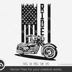 Motorcycle SVG Us flag Ride - motorcycle svg, biker svg, instant download, motorcycle dxf, racing svg, png
