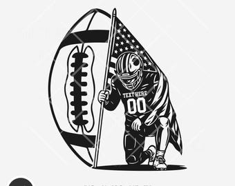 American Football SVG | USA Flag Player Design, Editable Team Text, PNG DxF EpS, Commercial Use