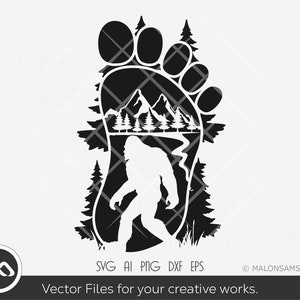 Bigfoot SVG foot print Mountain - bigfoot svg, big foot svg, bigfoot png, bigfoot clipart, cut file for cricut, cameo