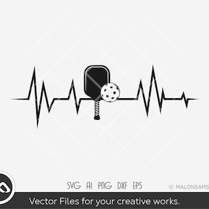 Pickleball SVG Heartbeat - pickleball svg, pickleball clipart, pickleball player, png, cut file