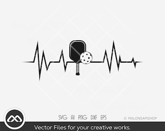 Pickleball SVG Heartbeat - pickleball svg, pickleball clipart, pickleball player, png, cut file