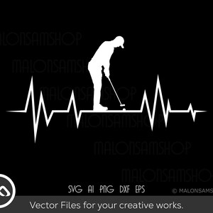 Golfeur SVG Heartbeat - golf svg, golfing svg, golfeur svg, clipart, silhouette, balle de golf svg, fichier coupé pour les amoureux