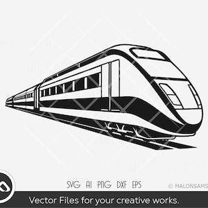 Tren moderno SVG - Tren svg, tren cortable svg, Tren Png, tren clipart, dxf, eps