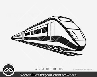 Modern Train SVG - Train svg, train cuttable svg, Train Png, train clipart, dxf, eps
