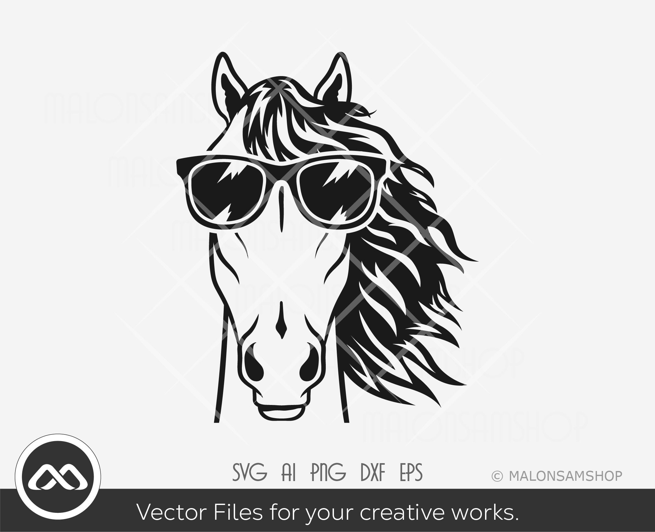 Horse SVG Face With Sunglasses Horse Svg Horse Clipart Etsy