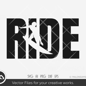Surfing SVG Ride - surf svg, surfer svg, planche de surf svg, silhouette, png, fichier coupé, clipart