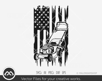 Us flag Lawn mower SVG Illustration - lawn mower svg, mower png, grass cutter png, sublimation print, cut files, clipart