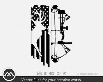 Cool Deer Hunting SVG Bow and Arrow Flag - Bow hunting svg, hunting svg, deer hunting svg for lovers