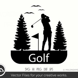 Golfer SVG Golf Silhouette - golf svg, golfing svg, golfeur svg, golfeur clipart, balle de golf svg, golf cut file, dxf, png