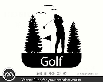 Golfer SVG Golf Silhouette - golf svg, golfing svg, golfer svg, golf clipart, golf ball svg, golf cut file, dxf, png