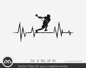 Lacrosse SVG Heartbeat Player - lacrosse svg, lax svg, silhouette, sports svg, svg cut file, clipart