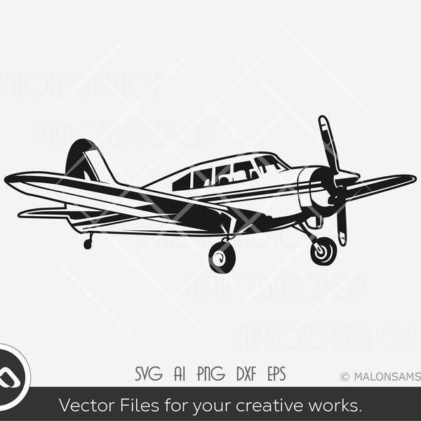 Small Plane SVG Piper Cherokee - Airplane svg, airplane pilot svg, airplane clipart, airplane png, dxf, eps