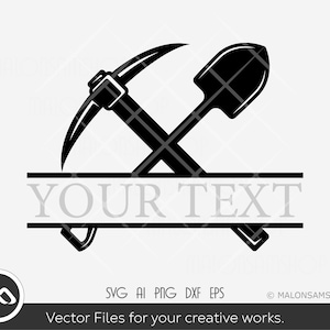 Mining SVG Your text Custom - Miner svg, pickaxe svg, png, silhouette, clipart, digital print, cut file