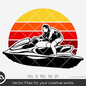 Jet ski SVG, Retro jetski svg, jet ski clipart, beach life svg, summer svg, water sports svg, jet ski cricut, png