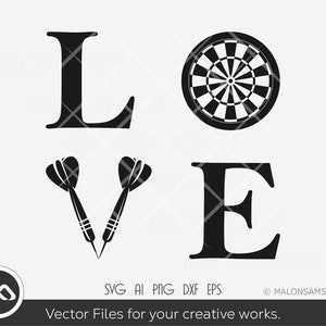 Dart SVG Love - dart svg, darts svg, dart board svg, dart clipart, dartboard svg, dxf, eps, cut file, png