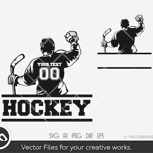 Hockey Player SVG, Customize Name and Number - hockey svg, Cricut Cutfile, Vinyl cutting, sports svg, cut file, Png dxf, T-shirt file
