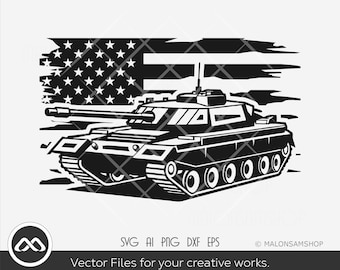 Us Military tank - Soldier svg, military png, Military army with Us flag, patriotism svg, cutfile, dxf
