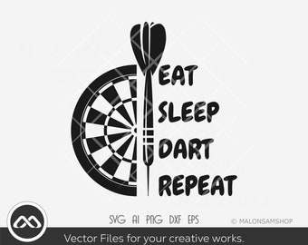 Dart SVG Eat sleep dart repeat - darts svg, dart board svg, target svg, dart clipart, dxf, eps, cut file, png