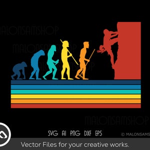 Retro Rock Climbing SVG Evolution - climbing svg, hiking svg, rock climber svg, mountain svg, adventure svg, dxf, png