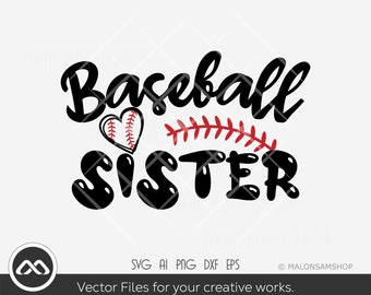 Baseball SVG file baseball sister - baseball svg, sports svg, clipart, png, cut file, heart svg for lovers