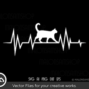 Cat SVG Heartbeat - chat svg, cat lover svg, cat cut file, cute cat svg, animal svg, cats svg, cricut file for lovers