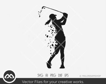 Golf SVG silhouette girl - golf svg, golfing svg, golfer svg, golf clipart, golf ball svg, golf cut file, cricut file, dxf, png
