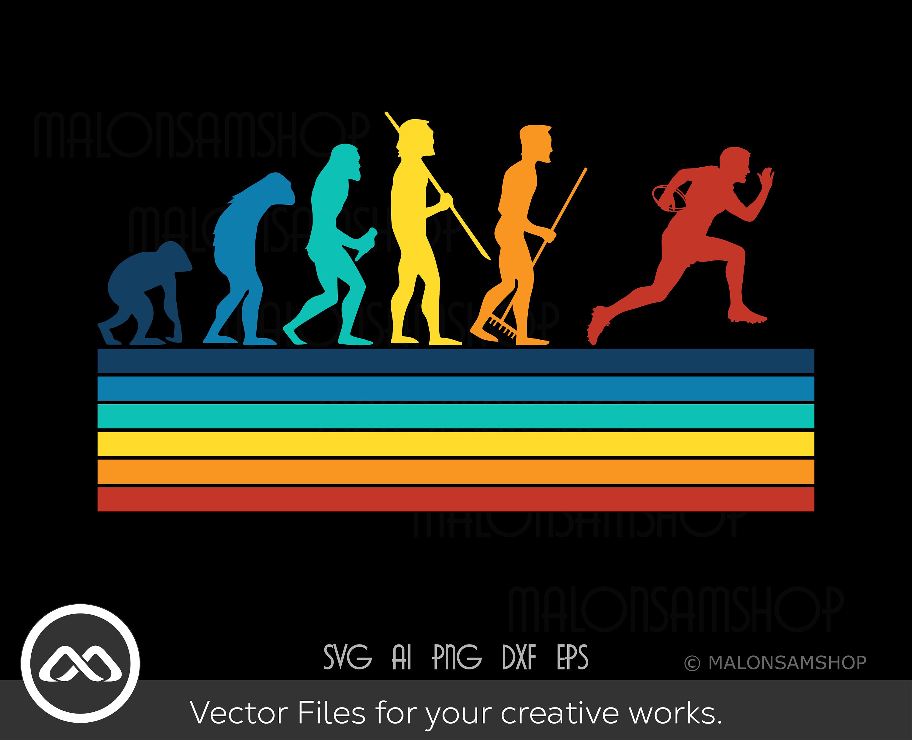 Retro Rugby SVG Evolution - rugby svg, football svg, rugby player svg, american football svg, silhouette, png, cut file